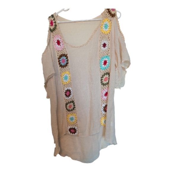 SHEIN Dresses & Skirts - SHEIN Cream Dress with Multicolor Crochet Accents